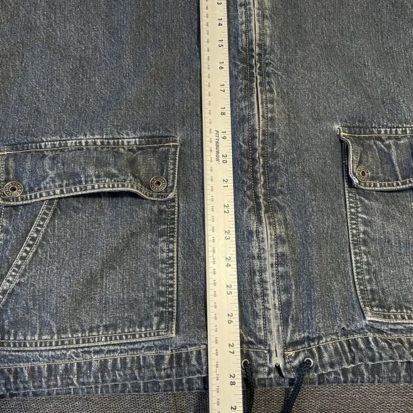 Vintage LA Blues Denim Chore Coat Barn Jacket Jean 90s Y2K Hood Zip Womens 18 20 - Picture 12 of 15